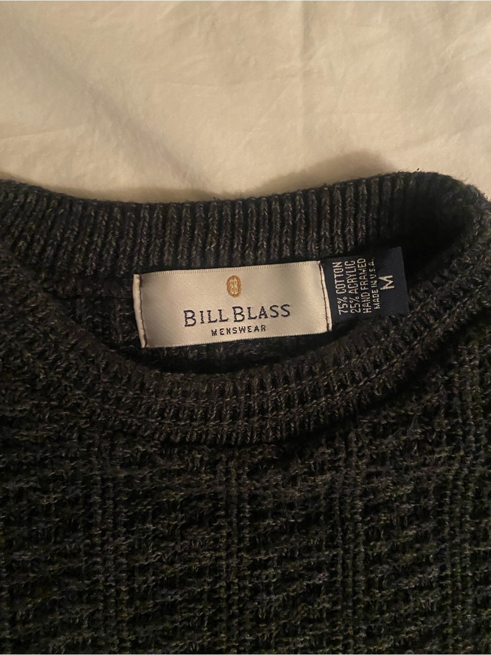bill blass Charcoal Cable-Knit Crewneck Sweater - Picture 4 of 12